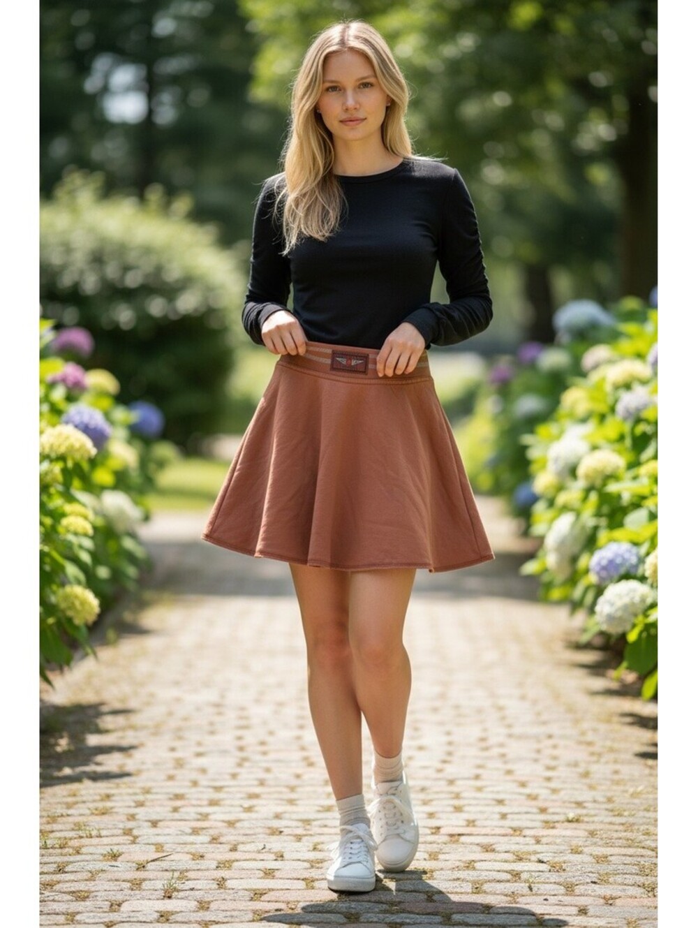 Hard Tail Forever Women's Small Skater Mini Skirt Rust Brown 100% Cotton Y2K NWT